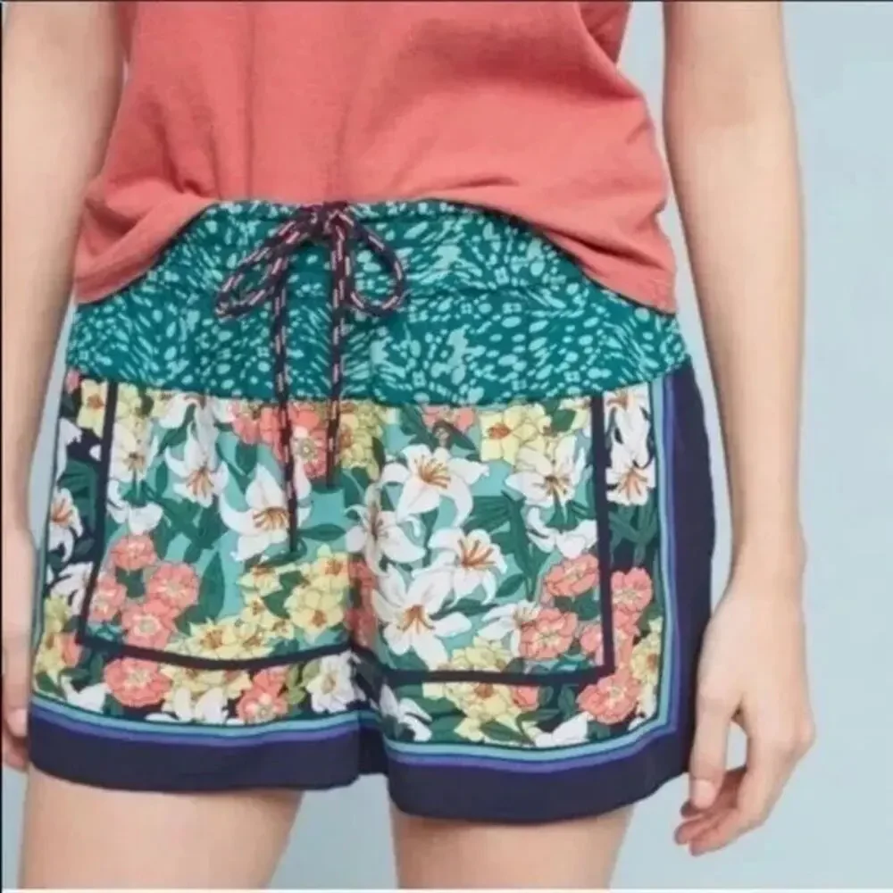 Anthropologie Hei Hei‎ Floral Rayon Shorts Small Boho Summer Drawstring Pocket